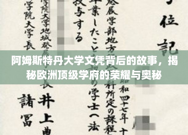 阿姆斯特丹大学文凭，探寻欧洲顶尖学府的辉煌与神秘面纱