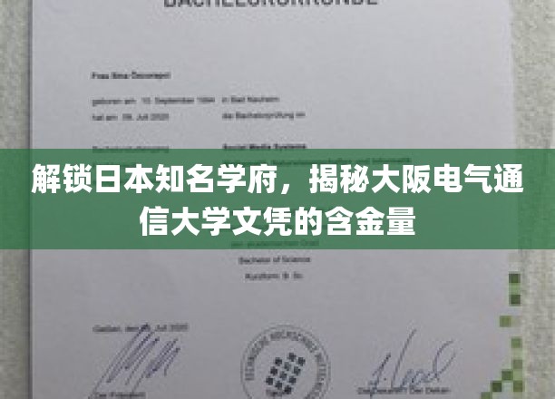日本名校探秘，大阪电气通信大学学位的非凡价值