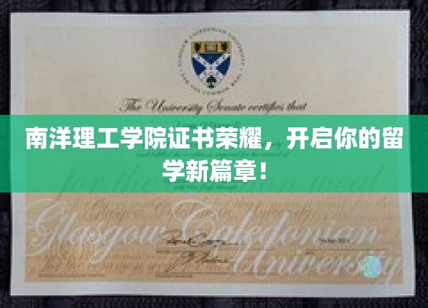 南洋理工学院荣耀证书，助你留学梦启航新征程