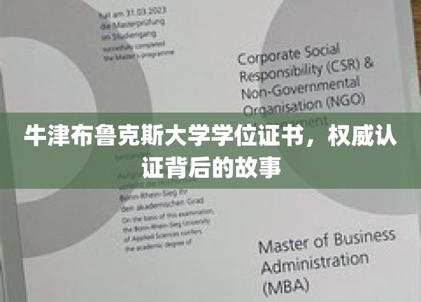 揭秘牛津布鲁克斯大学学位证书的权威认证之路