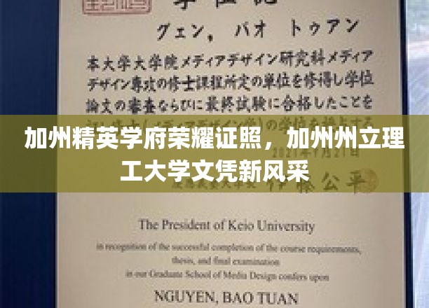 加州理工大学荣耀文凭，新篇章下的精英凭证风采展现