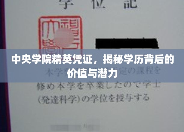 解码中央学院精英证，学历的力量与未来潜能透视