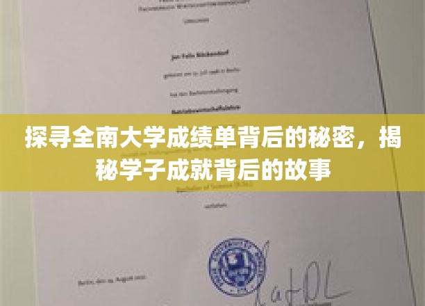 探寻全南大学成绩单背后的秘密，揭秘学子成就背后的故事