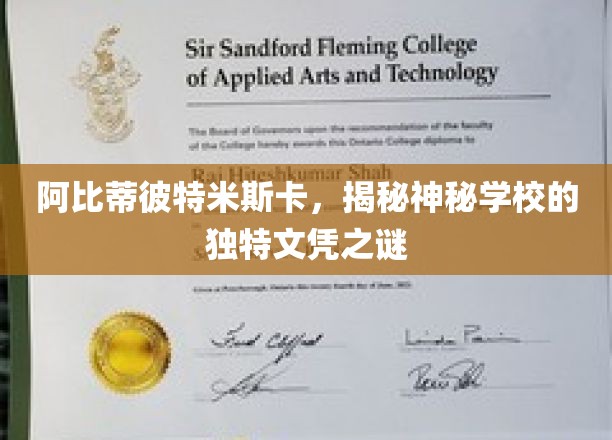 探寻阿比蒂彼特米斯卡神秘学校的独特文凭传奇
