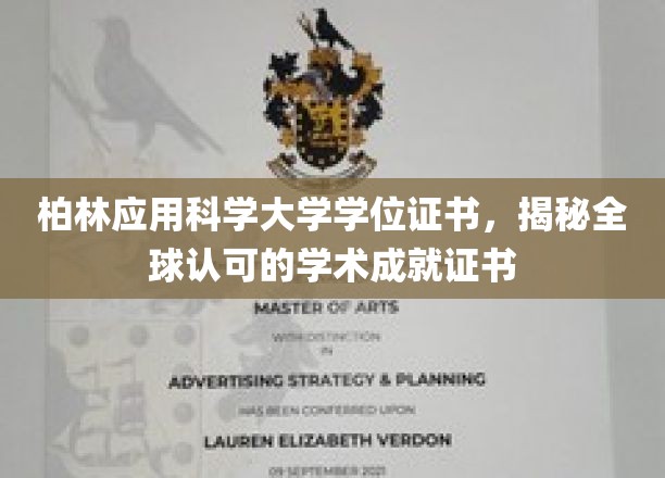 柏林应用科学大学学位证书，见证全球认可的学术成就