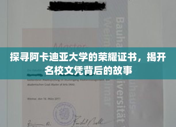 阿卡迪亚大学荣耀证书揭秘，名校文凭背后的不为人知故事
