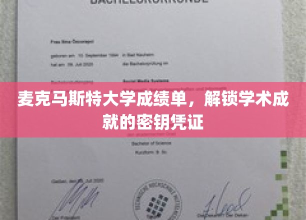 学术荣耀的通行证，麦克马斯特大学成绩单揭示不凡成就