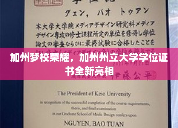 加州大学荣耀升级，全新学位证书闪耀登场