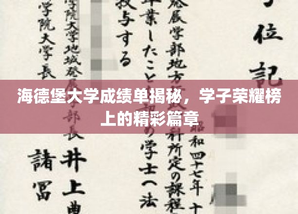 海德堡大学成绩单揭秘，学子荣耀榜上的精彩篇章