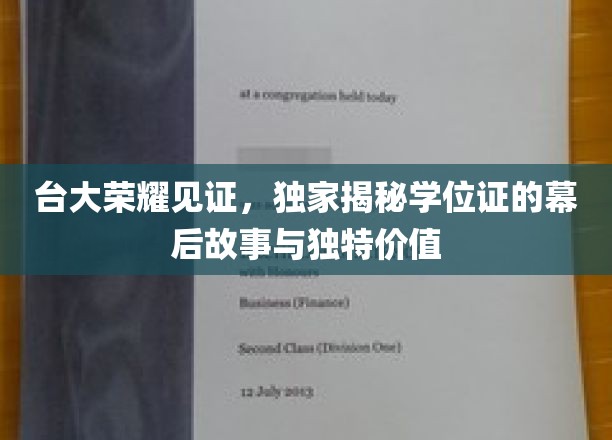 台大学位证背后的传奇，探寻荣耀证书的独特魅力与价值