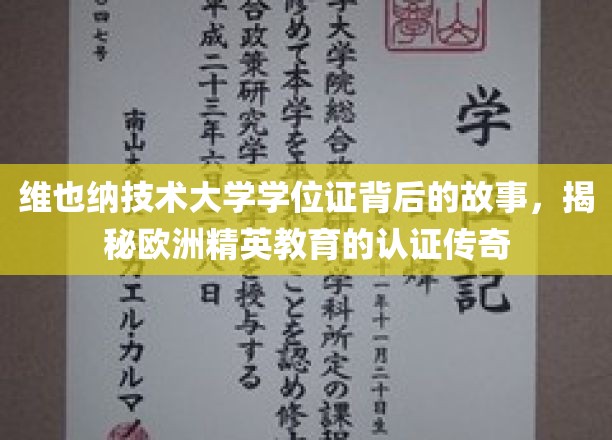 探索维也纳技术大学学位证传奇，解码欧洲精英教育的神秘认证之路