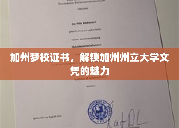 加州州立大学文凭通行证，探索加州梦校的荣耀之路