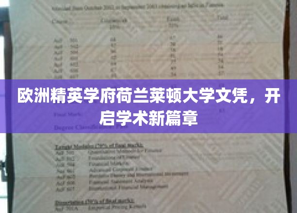 欧洲精英学府荷兰莱顿大学文凭，开启学术新篇章
