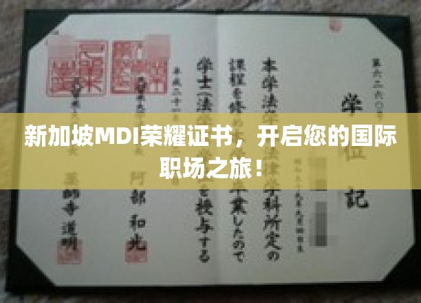 MDI荣耀加身，新加坡职场大门为您敞开