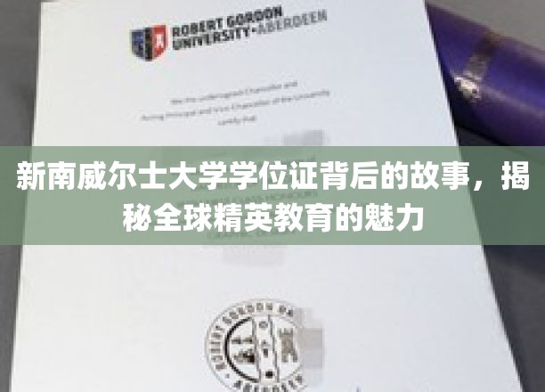新南威尔士大学学位证背后的故事，揭秘全球精英教育的魅力