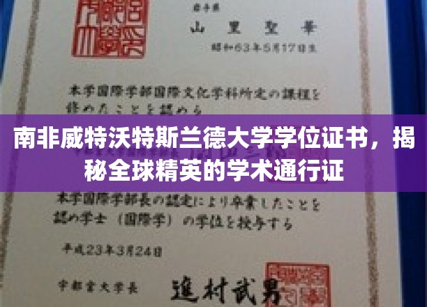 南非威特沃特斯兰德大学学位，开启全球精英学术之旅的钥匙