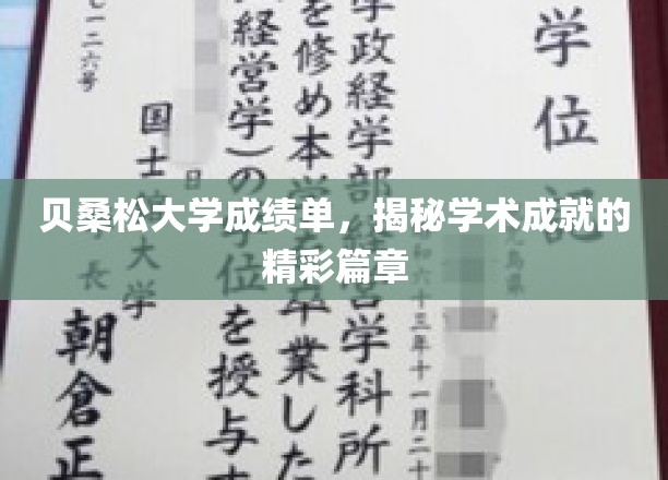 解码贝桑松大学成绩单，谱写辉煌学术之旅