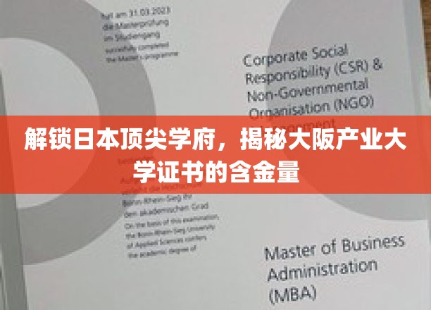 探秘大阪产业大学，证书背后的国际认可与就业优势