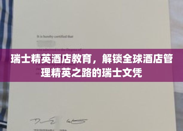 瑞士酒店管理瑰宝，全球精英教育的瑞士文凭之旅