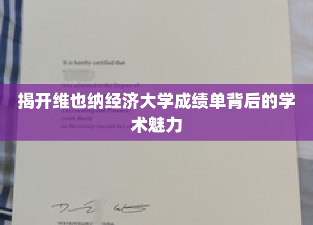 探寻维也纳经济大学成绩单的学术风采揭秘