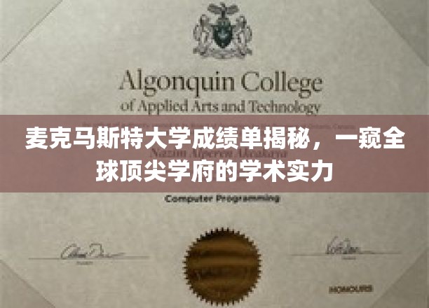 探秘麦克马斯特，一纸成绩单展现全球顶尖学府的学术风采