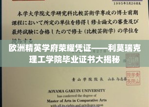 欧洲精英学府荣耀凭证——利莫瑞克理工学院毕业证书大揭秘