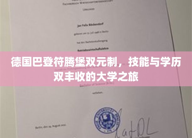 德式双重收获，巴登符腾堡双元制，成就技能与学历双赢之旅