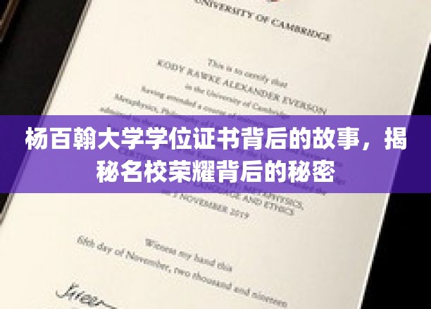 杨百翰大学证书之谜，探寻名校光环下的真实故事