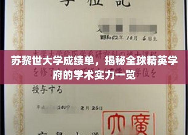 苏黎世大学成绩单大公开，一窥世界顶尖学府的学术实力风采
