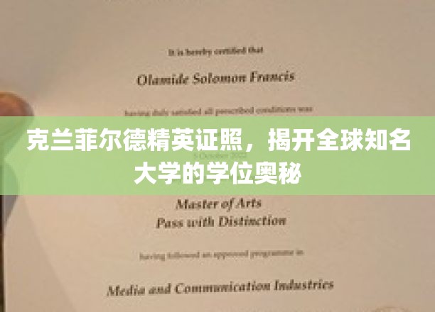 解码克兰菲尔德精英证照，揭秘世界一流大学的学位魅力