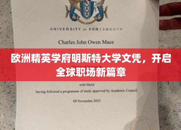 欧洲精英学府明斯特大学毕业证书，助力全球职场华丽转身