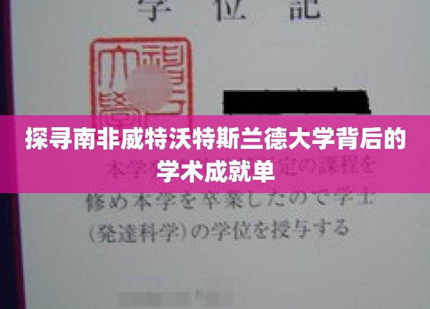 探寻南非威特沃特斯兰德大学背后的学术成就单