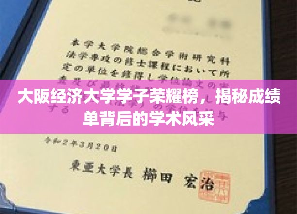 大阪经济大学精英风采录，一窥学子卓越成绩背后的学术传奇