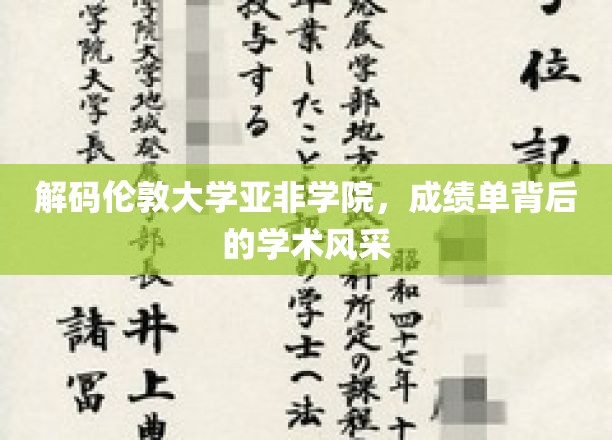 解码伦敦大学亚非学院，成绩单背后的学术风采