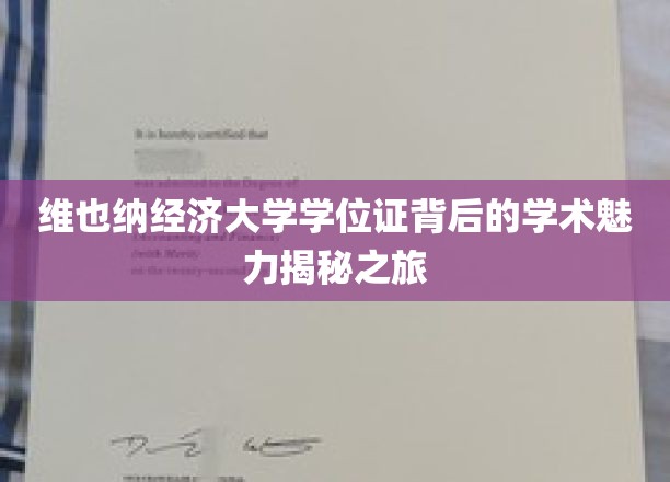 维也纳经济大学学位证背后的学术魅力揭秘之旅