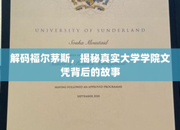 揭开福尔茅斯大学学院文凭的神秘面纱