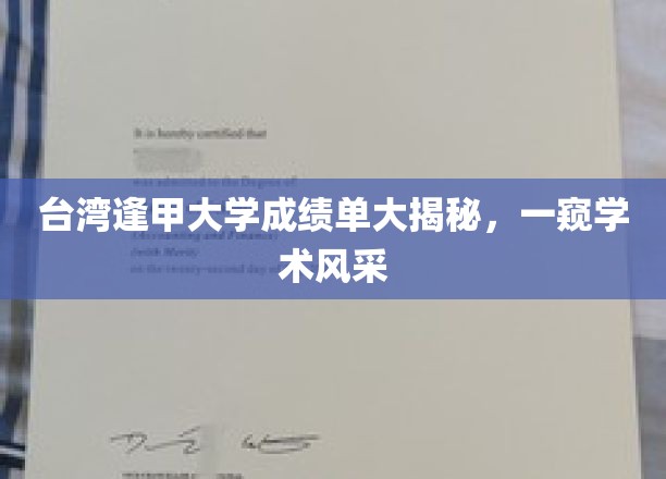 台湾逢甲大学成绩单背后的学术魅力一探究竟