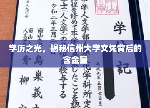 探寻信州大学文凭的价值密码，揭秘高学历的职场通行证