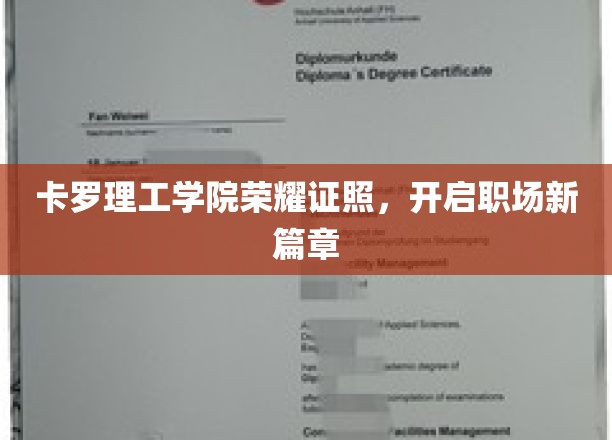 卡罗理工学院荣耀证书，解锁职场新起点