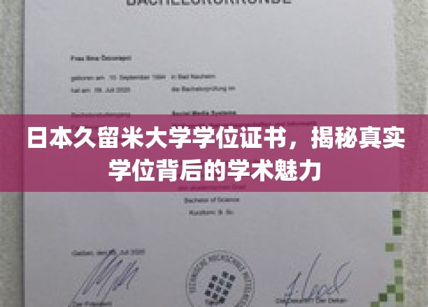 探寻日本久留米大学学位证书，解码学术殿堂的卓越之光