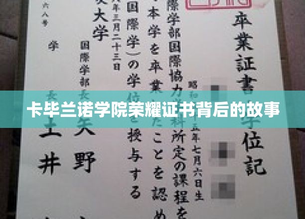 探寻卡毕兰诺学院荣耀证书背后的传奇历程