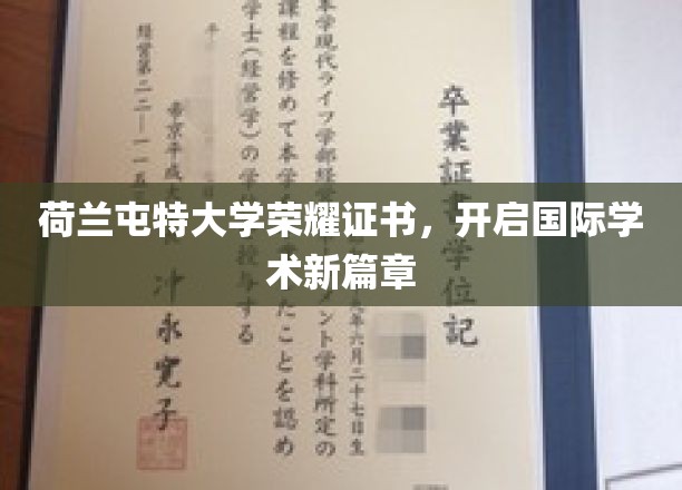 荷兰屯特大学颁发荣耀证书，引领全球学术新纪元