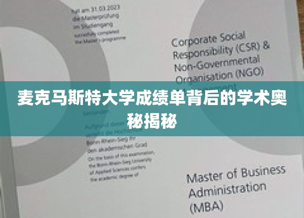 解码麦克马斯特大学成绩单，揭开学术成就的神秘面纱