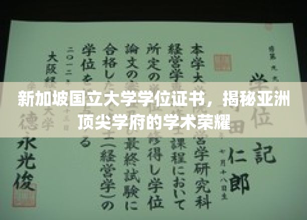 解码狮城明珠，新加坡国立大学学位证书背后的学术辉煌