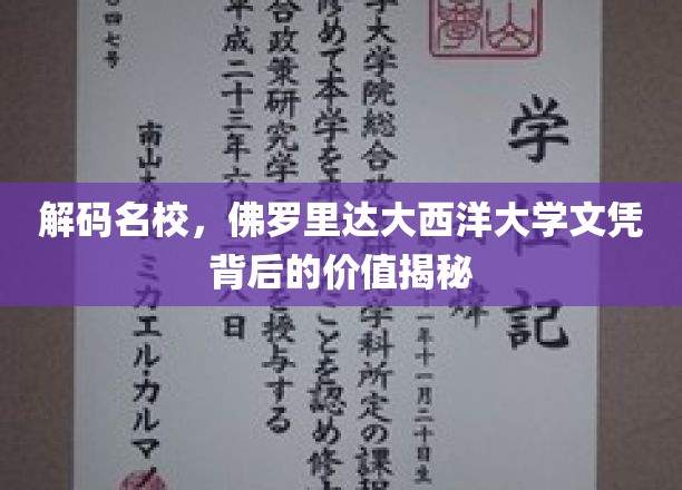 解码名校文凭，佛罗里达大西洋大学学位的隐性价值探秘
