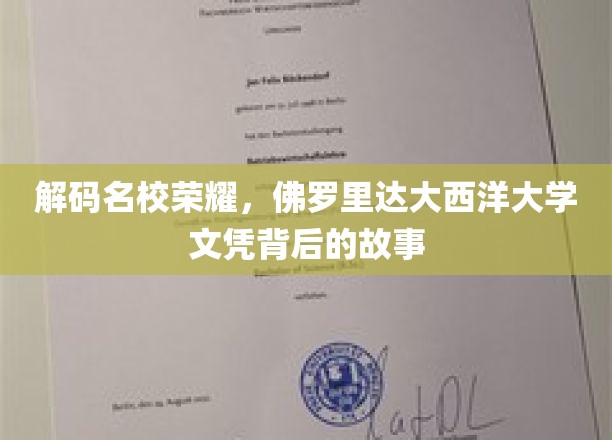 解码名校荣耀，佛罗里达大西洋大学文凭背后的故事