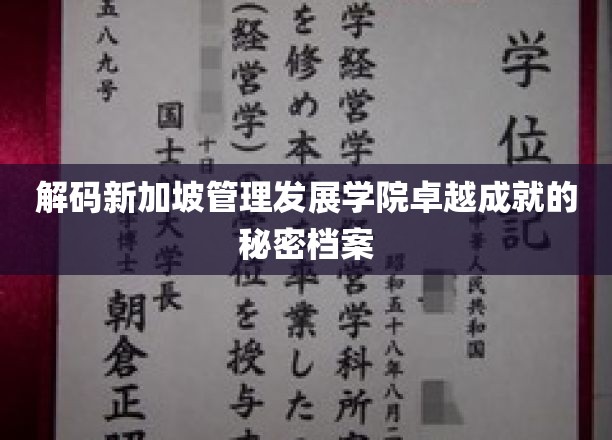 探寻新加坡管理发展学院成功背后的神秘力量