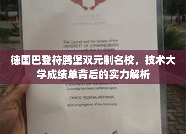 解码德国巴登符腾堡技术大学，双元制教育下的卓越成就揭秘