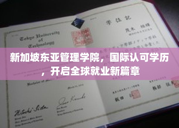 跨越国界，新加坡东亚管理学院助力学子开启国际化职场新征程